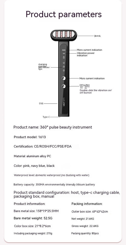 Instrument de beauté à impulsions rotatives – Thérapie par vibrations et lumière